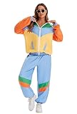 Velcoxplay 80er Jahre Kostüm Damen Trainingsanzug Disco, 80er 90er Retro...