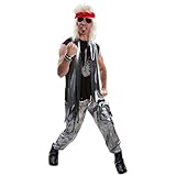 Morph Kostüm 80er Jahre Rocker für Herren, Punk Outfit, Rockstar Look,...