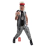 Morph Kostüm 80er Jahre Rocker für Herren, Punk Outfit, Rockstar Look,...