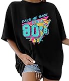 Lonya T Shirt Damen Oversized Vintage Rundhals Kurzarm 80er Jahre Brief...