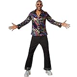 dressforfun 900381 - Herrenkostüm Disco King, Langarmhemd aus buntem...