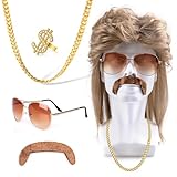 Mailfull 80er Jahre Outfit Herren 5er Set Hippie Accessoire 70er 80er...