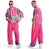 Ulikey 80er 90er Jahre Outfit Set, Herren Damen, Kostüm mit Stirnband...
