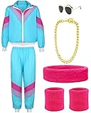 80er Jahre Kostüm Herren Trainingsanzug Jacke Hose Anzug 80er Accessoire...