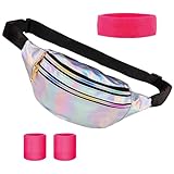 80er, 90er Bunte Damen Bauchtasche mit Metallic-Look, Gürteltasche,...