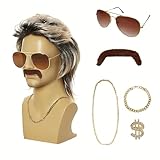 GADITIEK 80er Jahre Outfit Herren 6er Set, Vokuhila Perücke Herren, 80er...