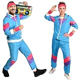 Aomig 90er 80er Jahre Kostüm Erwachsene, Retro Trainingsanzug für Männer...