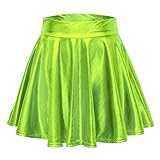 Damen Glänzend Höhe Taille Liquid Mini Rock Metallisch Elastische Taille...