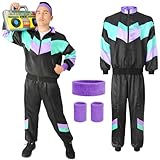 Aomig 90er Jahre Kostüm Erwachsene 5Pcs Retro Trainingsanzug Unisex Disco...