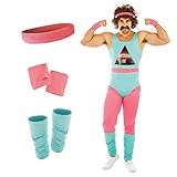 Fun Shack Aerobic Kostüm Herren, 80er Sport Outfit Herren, 80er Jahre...