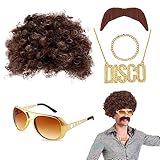 VIKSAUN Hippie Kostüm Set Hippie Accessoires, Afro Perücke, Hippie...