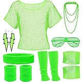 DGUSO 80er Jahre Outfit Damen 90er Jahre Outfit Damen 12 Stück Neon Party...