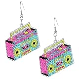 Tyqour Retro Kassettenband Ohrringe 80er 90er Neon-Ohrring für Frauen...