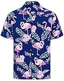 J.VER Hawaii Hemd Männer Flamingo Hemden Herren Sommerhemd Print...