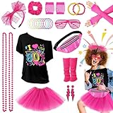Grantop 28PCS 80er 90er Jahre Outfit Damen Set,80er Jahre Kleidung...