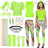 BIQIQI 80er 90er Jahre Outfit Damen Set, 80s 90s Retro Trainingsanzug...