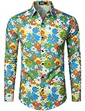 JOGAL Herren Regular Fit Floral Business Hemd Langarm Button Down Print...
