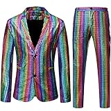 LucMatton Herren 2-teiliges Disco-Set, glänzende Jacke und Hose,...